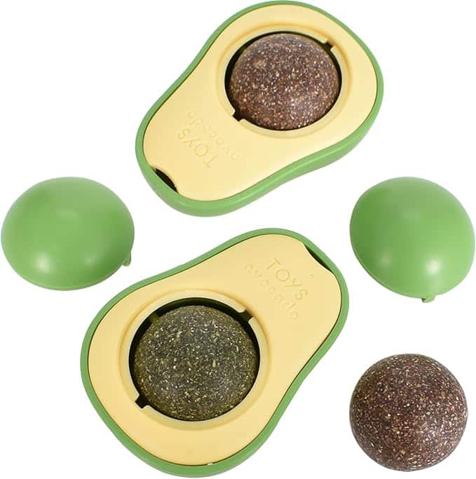 Giocattoli per gatti Avocado con palline rimovibili, metà separate-regali gatto.
